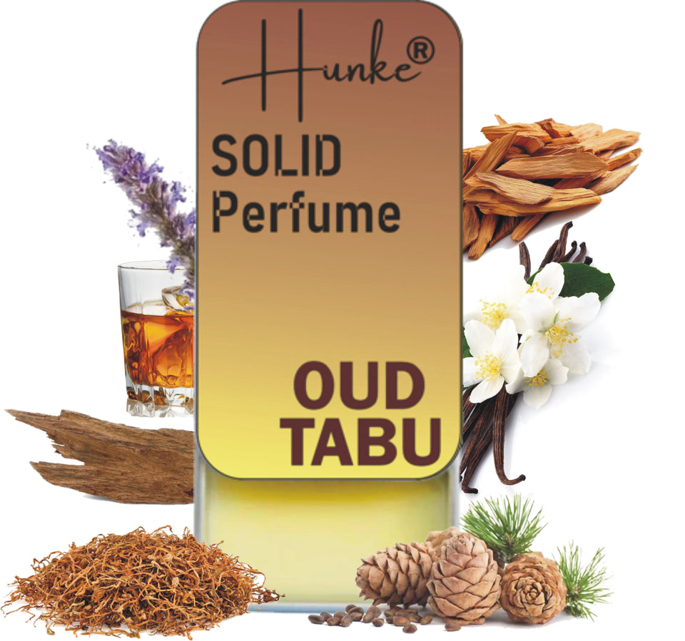 Hunke® Solid Perfume | Alcohol-Free Solid Perfume for Men & Women | Long Lasting Natural Wax Fragrance | Travel Friendly Pocket Perfume | Handmade Luxury - Oud Tabu