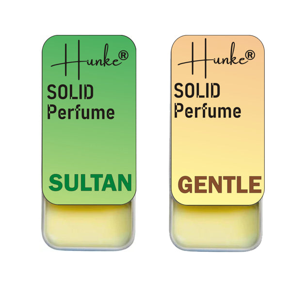Hunke® Solid Perfume Combo | Alcohol-Free Solid Perfume for Men & Women | Long Lasting Natural Wax Fragrance | Travel Friendly Pocket Perfume | Handmade Luxury - Sultan, Gentle