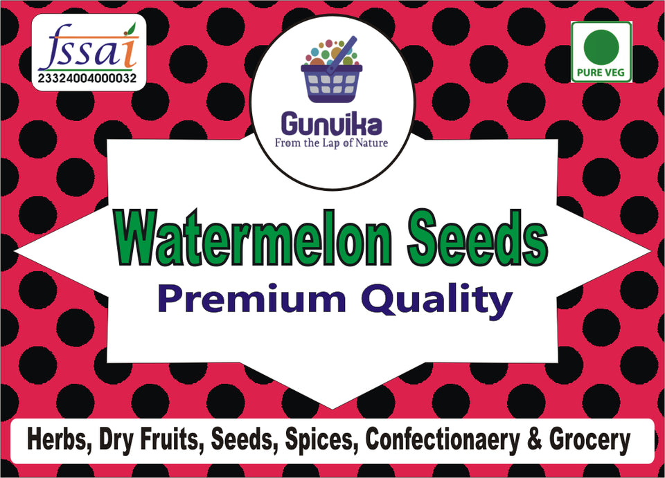 Gunvika Watermelon Seeds - High in Protein Seeds | Raw Watermelon Seeds for Eating | Tarbooz Magaj Seeds | Non - GMO | Raw seeds | Nutrients Rich | Source of Antioxidants