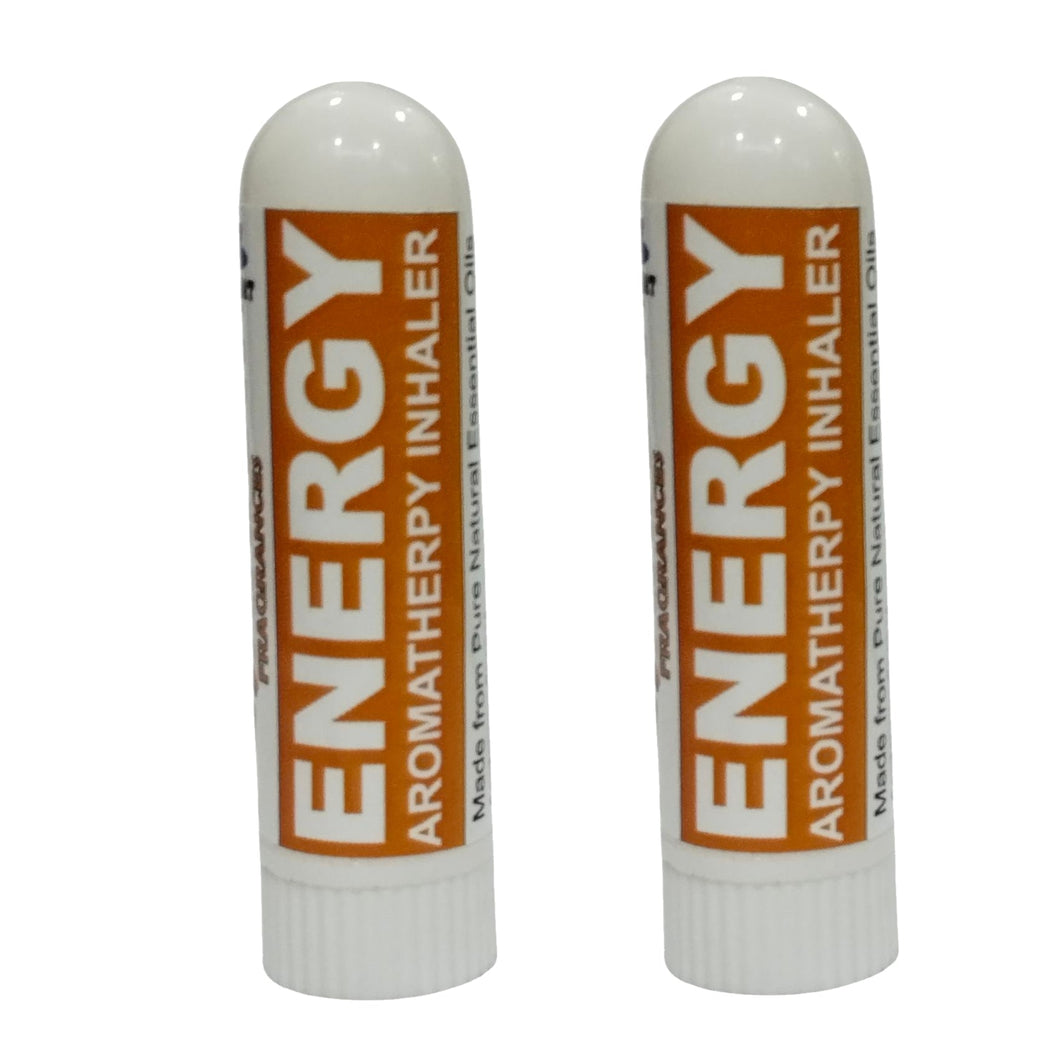 Pujahaat Natural Essential oil based Aromatherapy Nasal Inhaler Stick ENERGY, Made with 100% natural, therapeutic grade essential oils - Set of 2