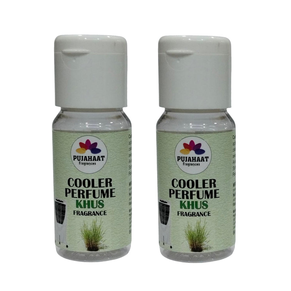 Pujahaat Khus Cooler Perfume/Aroma Diffuser Oil or Fragrance, Long Lasting Cooler Scent/Aroma Diffuser Fragrance Oil - Multipurpose Aroma Oil Perfume for Cooler - 25 ml each (2 X 25 ml)
