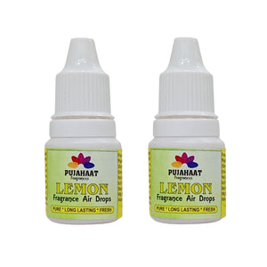 Pujahaat Premium Lemon Fragrance Air drops Air freshener for room, bathroom, toilet, car, wardrobes -Pack of 2 (2 x 5ml)