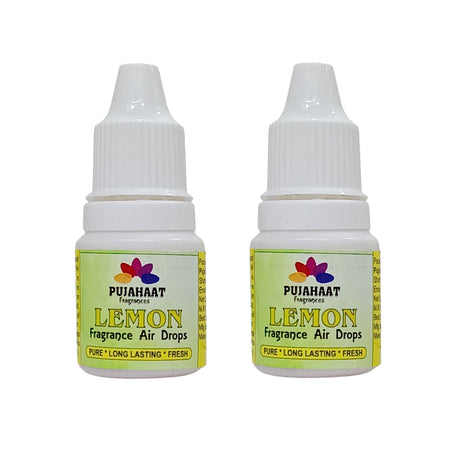 Pujahaat Premium Lemon Fragrance Air drops Air freshener for room, bathroom, toilet, car, wardrobes -Pack of 2 (2 x 5ml)