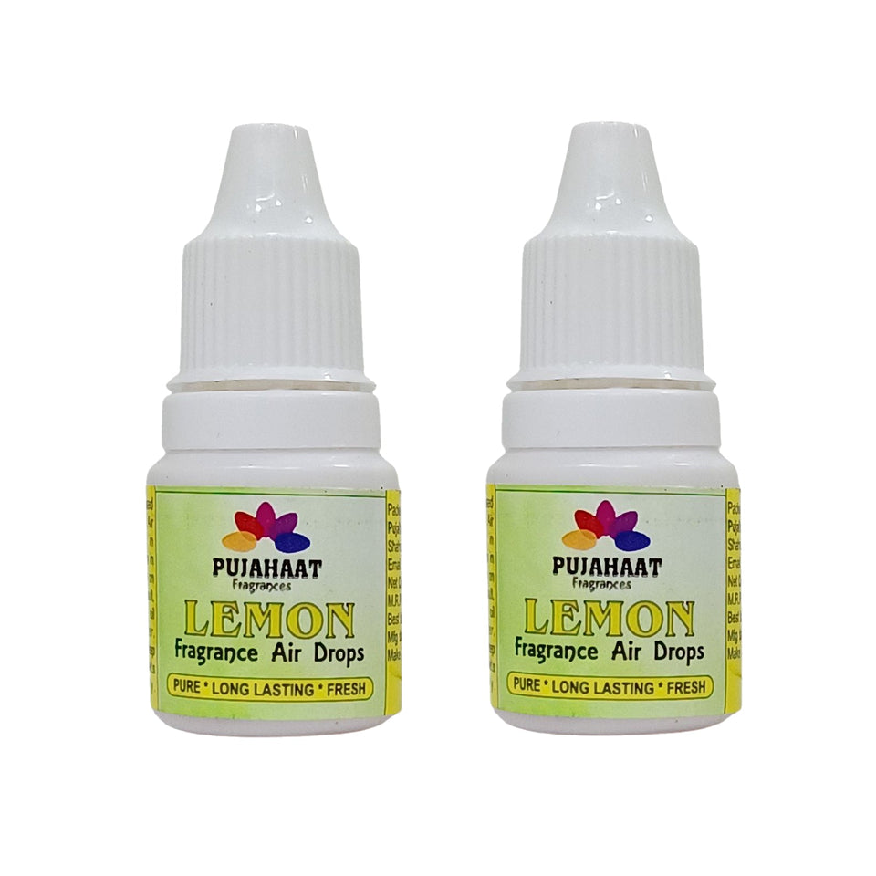 Pujahaat Premium Lemon Fragrance Air drops Air freshener for room, bathroom, toilet, car, wardrobes -Pack of 2 (2 x 5ml)