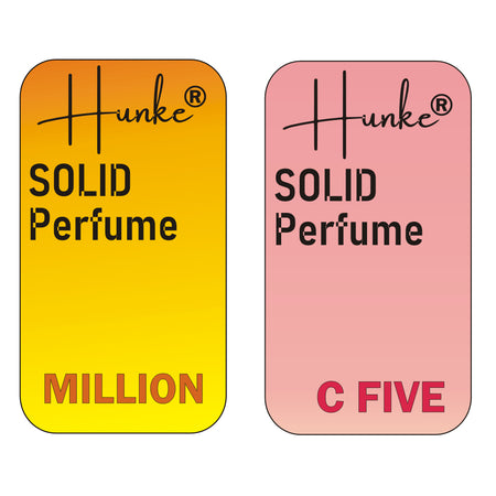 Hunke® Solid Perfume Combo | Alcohol-Free Solid Perfume for Men & Women | Long Lasting Natural Wax Fragrance | Travel Friendly Pocket Perfume | Handmade Luxury - Million, C Five