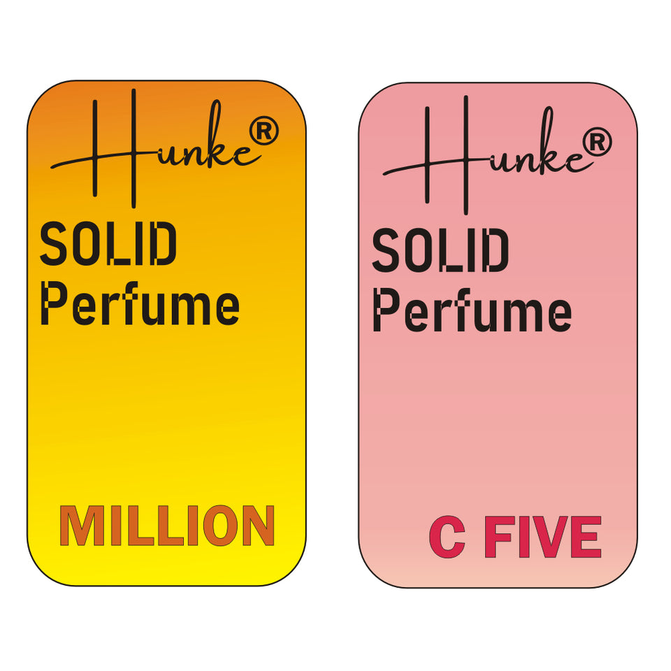 Hunke® Solid Perfume Combo | Alcohol-Free Solid Perfume for Men & Women | Long Lasting Natural Wax Fragrance | Travel Friendly Pocket Perfume | Handmade Luxury - Million, C Five