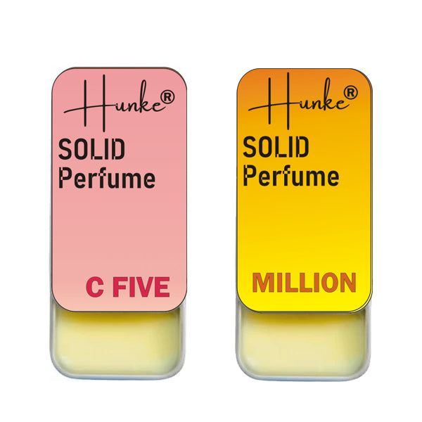 Hunke® Solid Perfume Combo | Alcohol-Free Solid Perfume for Men & Women | Long Lasting Natural Wax Fragrance | Travel Friendly Pocket Perfume | Handmade Luxury - Million, C Five