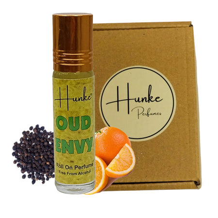 HUNKE Premium Perfume Roll on High Concentration | Attar Ittar Roll on| No Alcohol | Long Lasting Travel Size 8 ML Roll-On, High Projection Fragrance - Oud Envy