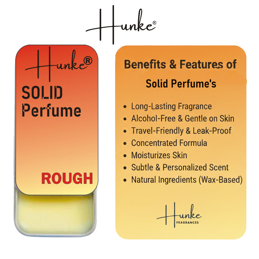 Hunke® Solid Perfume | Alcohol-Free Solid Perfume for Men & Women | Long Lasting Natural Wax Fragrance | Travel Friendly Pocket Perfume | Handmade Luxury - Rough