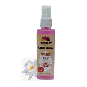 Water lily Attar Spray by Pujahaat | 100ml Non Alcoholic Spray | Religious Mist | Air Freshener, Room Mist, Fabric & Linen Spray | Perfect for Prayers Rooms, Living Room, sofas, curtains, car