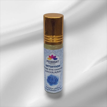 Pujahaat Third Eye Chakra Essential Oil Roll-On Blend | 6 ml/0.20 fl oz | Agya | Aromatherapy Oils for Chakra Balance