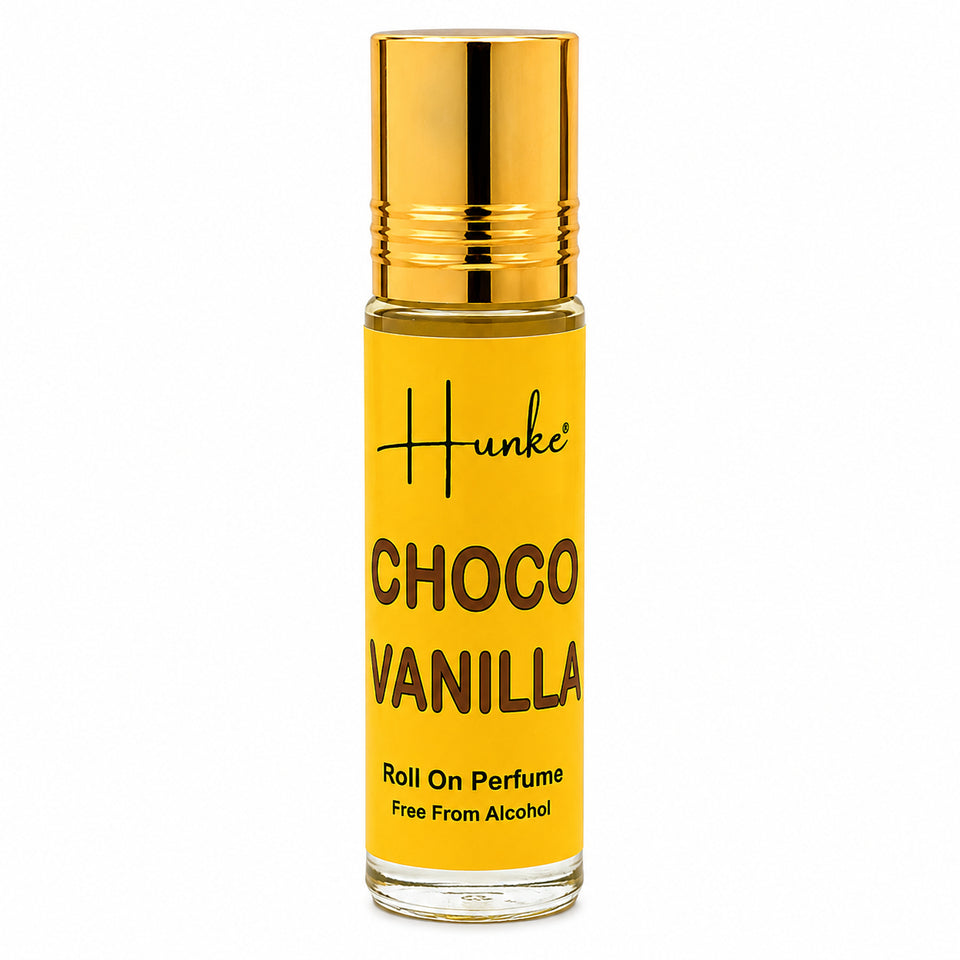 HUNKE Premium Perfume Roll on High Concentration | Attar Ittar Roll on| No Alcohol | Long Lasting Travel Size 8 ML Roll-On, High Projection Fragrance - Choco Vanilla