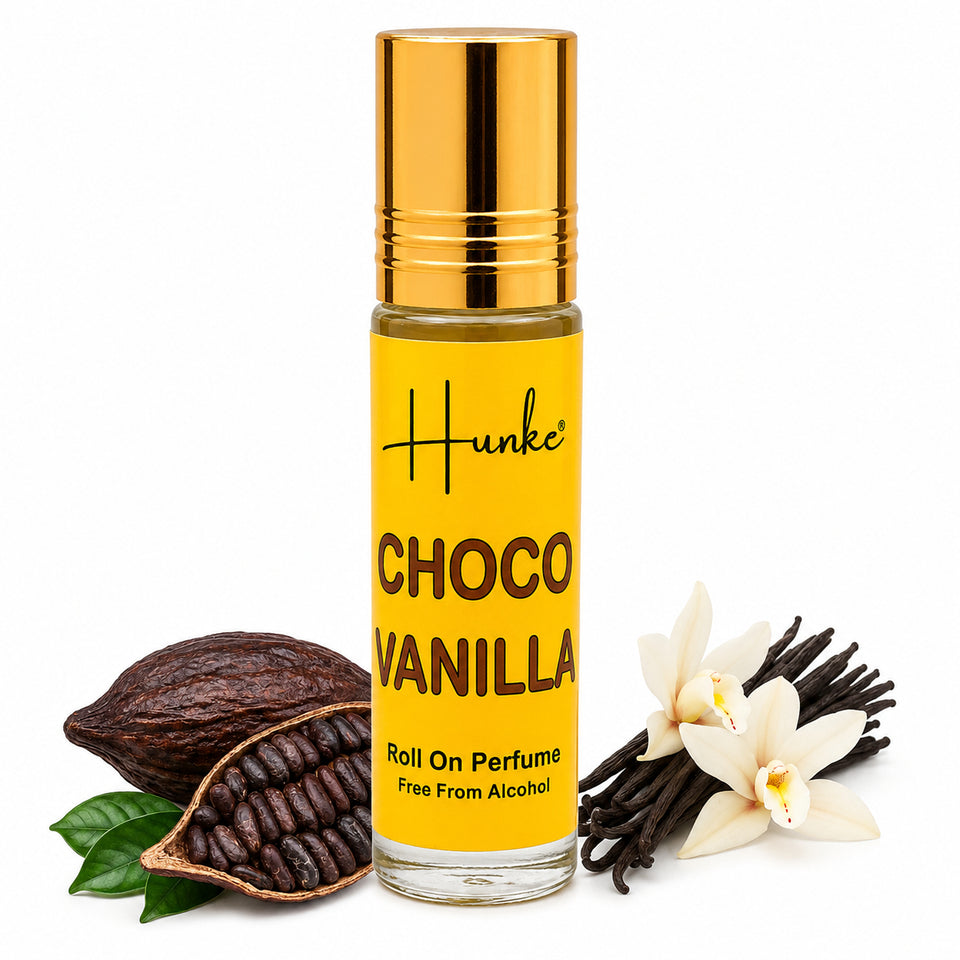 HUNKE Premium Perfume Roll on High Concentration | Attar Ittar Roll on| No Alcohol | Long Lasting Travel Size 8 ML Roll-On, High Projection Fragrance - Choco Vanilla