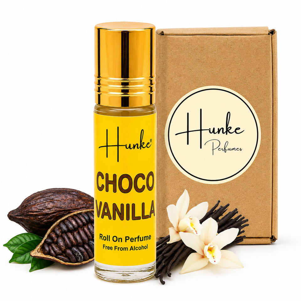 HUNKE Premium Perfume Roll on High Concentration | Attar Ittar Roll on| No Alcohol | Long Lasting Travel Size 8 ML Roll-On, High Projection Fragrance - Choco Vanilla