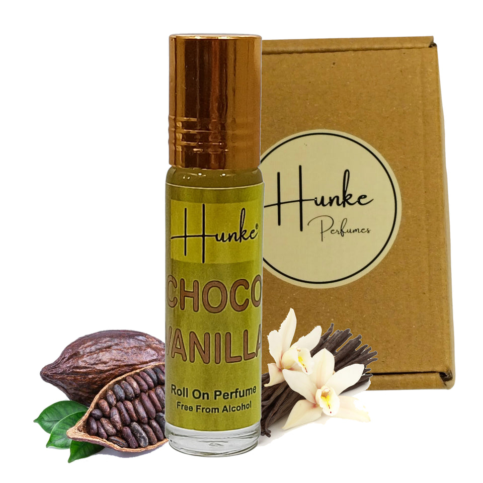 HUNKE Premium Perfume Roll on High Concentration | Attar Ittar Roll on| No Alcohol | Long Lasting Travel Size 8 ML Roll-On, High Projection Fragrance - Choco Vanilla