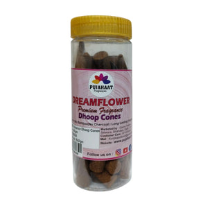 Pujahaat Premium Scented Incense Dhoop Cone | No Charcoal No Bamboo | for Pooja, Rituals & Special Occasions, Aromatherapy Dreamflower Fragrance