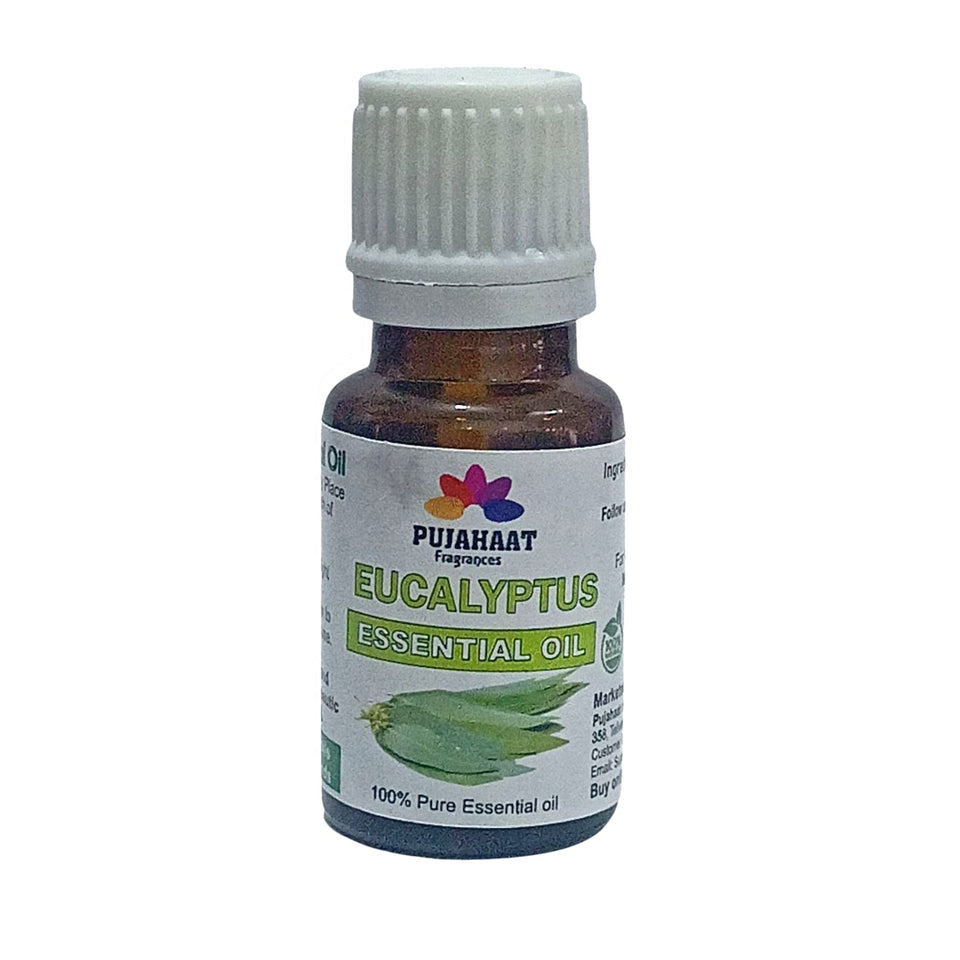 Pujahaat Eucalyptus Essential Oil for Hair Growth, Inhalation, Aromatherapy, Skin Care, Relax Muscle |100% Pure, Natural, Undiluted, Premium Nilgiri Oil | 15ml
