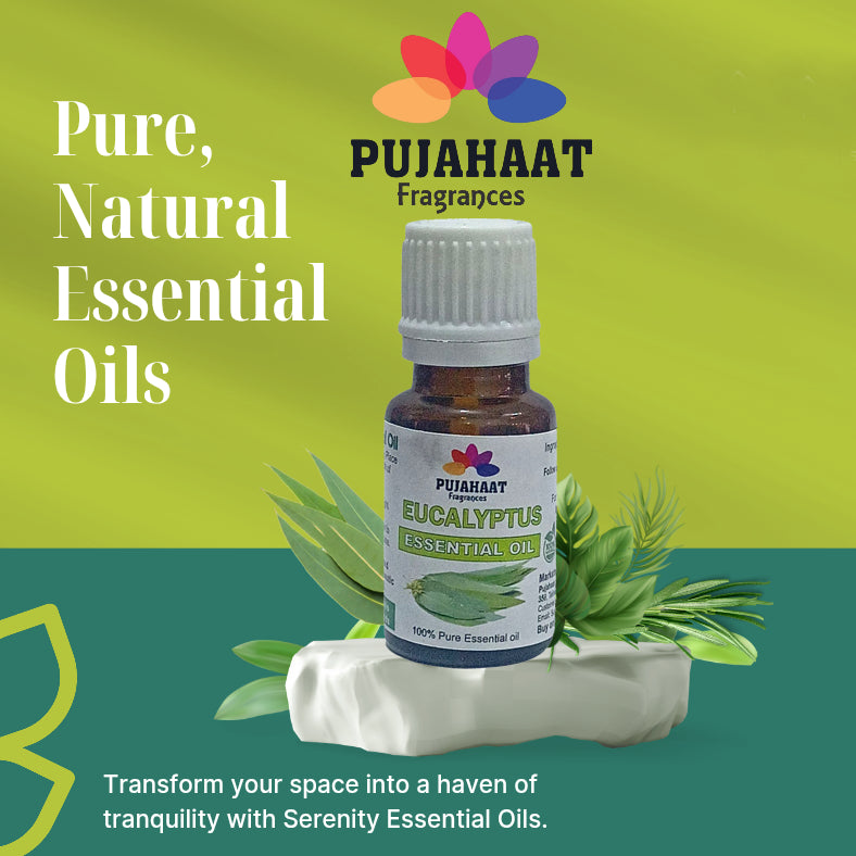 Pujahaat Eucalyptus Essential Oil for Hair Growth, Inhalation, Aromatherapy, Skin Care, Relax Muscle |100% Pure, Natural, Undiluted, Premium Nilgiri Oil | 15ml