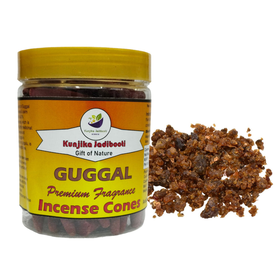 Kunjika Jadibooti Premium Scented Incense Dhoop /Cone | No Charcoal No Bamboo | for Pooja, Rituals & Special Occasions, Dhoop Batti Guggal Fragrance - 200 Gms
