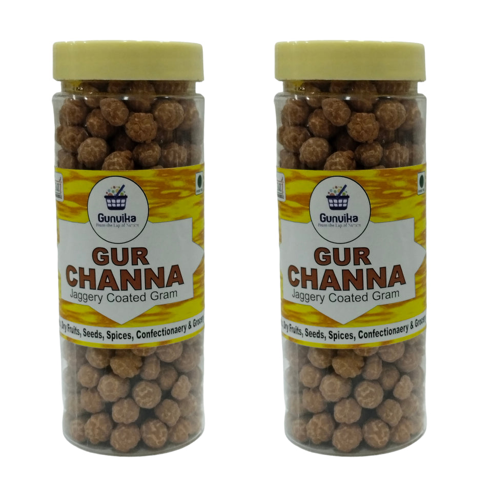 Gunvika Gud Chana Fusion | Pure Natural Gud Chana Snack | Healthy, Organic & Tasty Jaggery coated Chickpeas Snack| No Additive No Preservative