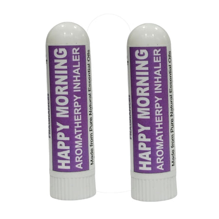 Pujahaat Natural Essential oil based Aromatherapy Nasal Inhaler Stick HAPPY MORNING, Made with 100% natural, therapeutic grade essential oils - Set of 2