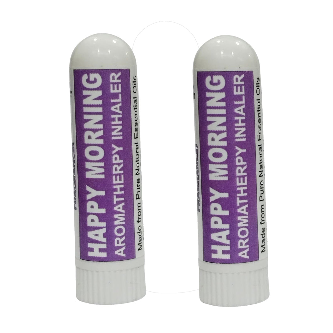 Pujahaat Natural Essential oil based Aromatherapy Nasal Inhaler Stick HAPPY MORNING, Made with 100% natural, therapeutic grade essential oils - Set of 2