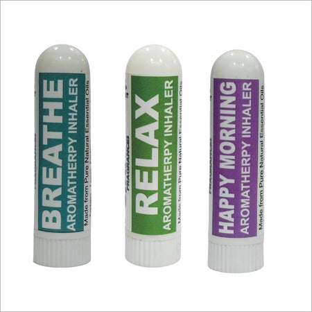 Pujahaat Natural Essential oil based Aromatherapy Nasal Inhaler Stick Relax, Breathe, Happy Morning Made with therapeutic grade essential oils- Set of 3