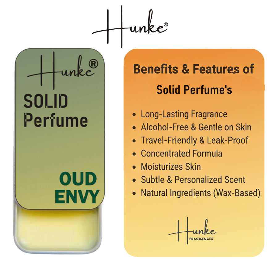 Hunke® Solid Perfume Combo | Alcohol-Free Solid Perfume for Men & Women | Long Lasting Natural Wax Fragrance | Travel Friendly Pocket Perfume | Handmade Luxury - Oud Twist, Oud Envy
