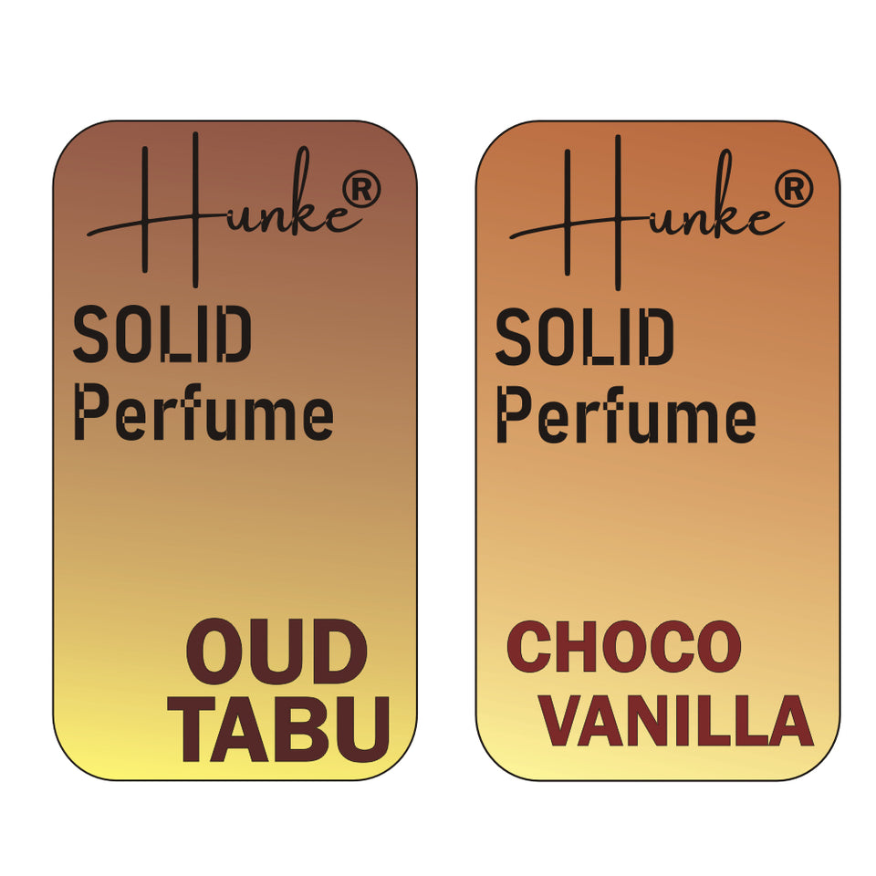 Hunke® Solid Perfume Combo | Alcohol-Free Solid Perfume for Men & Women | Long Lasting Natural Wax Fragrance | Travel Friendly Pocket Perfume | Handmade Luxury - Oud Tabu, Choco Vanilla