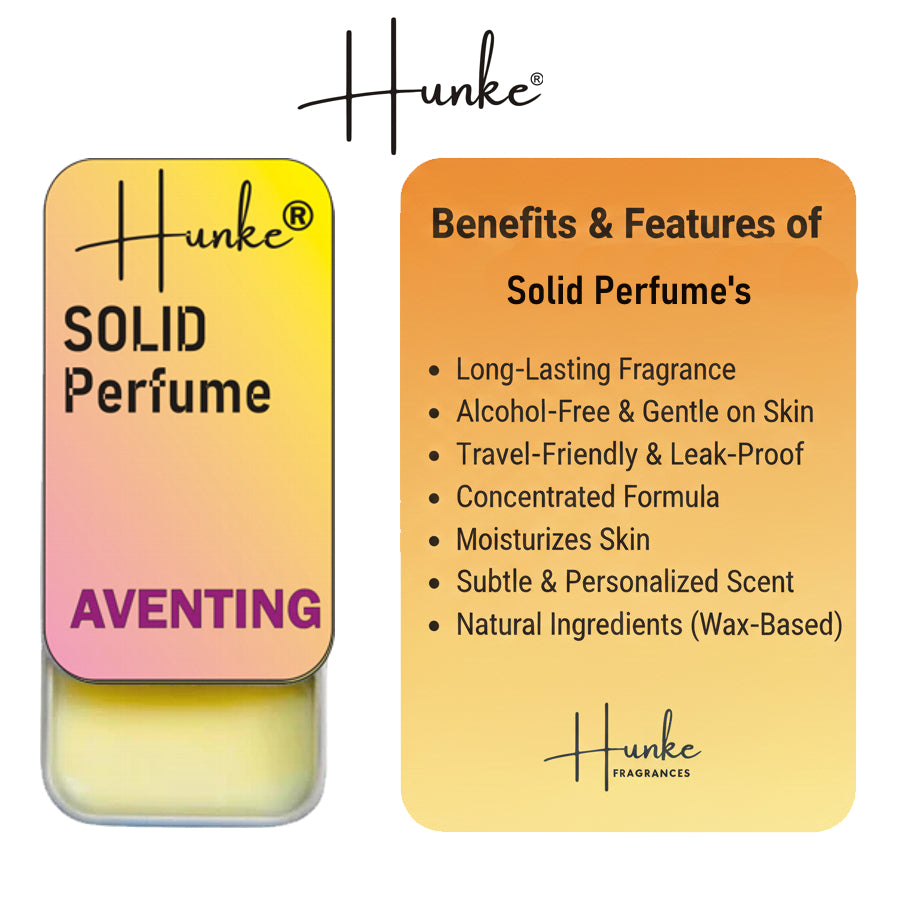 Hunke® Solid Perfume | Alcohol-Free Solid Perfume for Men & Women | Long Lasting Natural Wax Fragrance | Travel Friendly Pocket Perfume | Handmade Luxury - Aventing