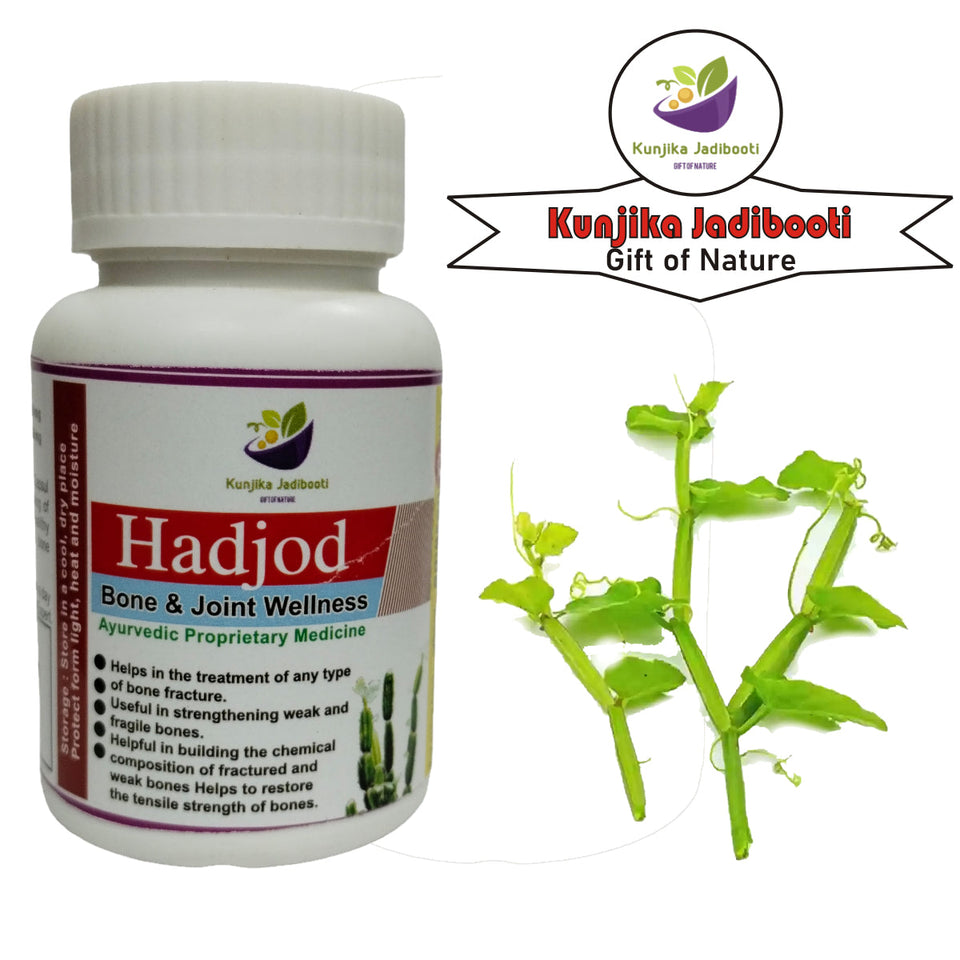 Kunjika Jadibooti Hadjod Capsules 500mg | Cissus Quadrangularis | Bone & Joint Wellness | Supports Joint Health | Strengthens Bones | Relieves Joint Pain | Pack of 30 Capsules