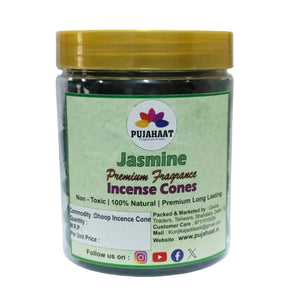 Jasmine Fragrance Premium Scented Incense Dhoop Cone by Pujahaat | No Charcoal No Bamboo | for Pooja, Rituals & Special Occassions, Dhoop Batti  - 200 Gms