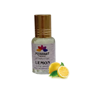 Pujahaat Premium Alcohol-Free Attar | Ittar 6ml, Long-Lasting Travel Size Roll-On, Best Citrus Attar Fragrance Oil - Lemon