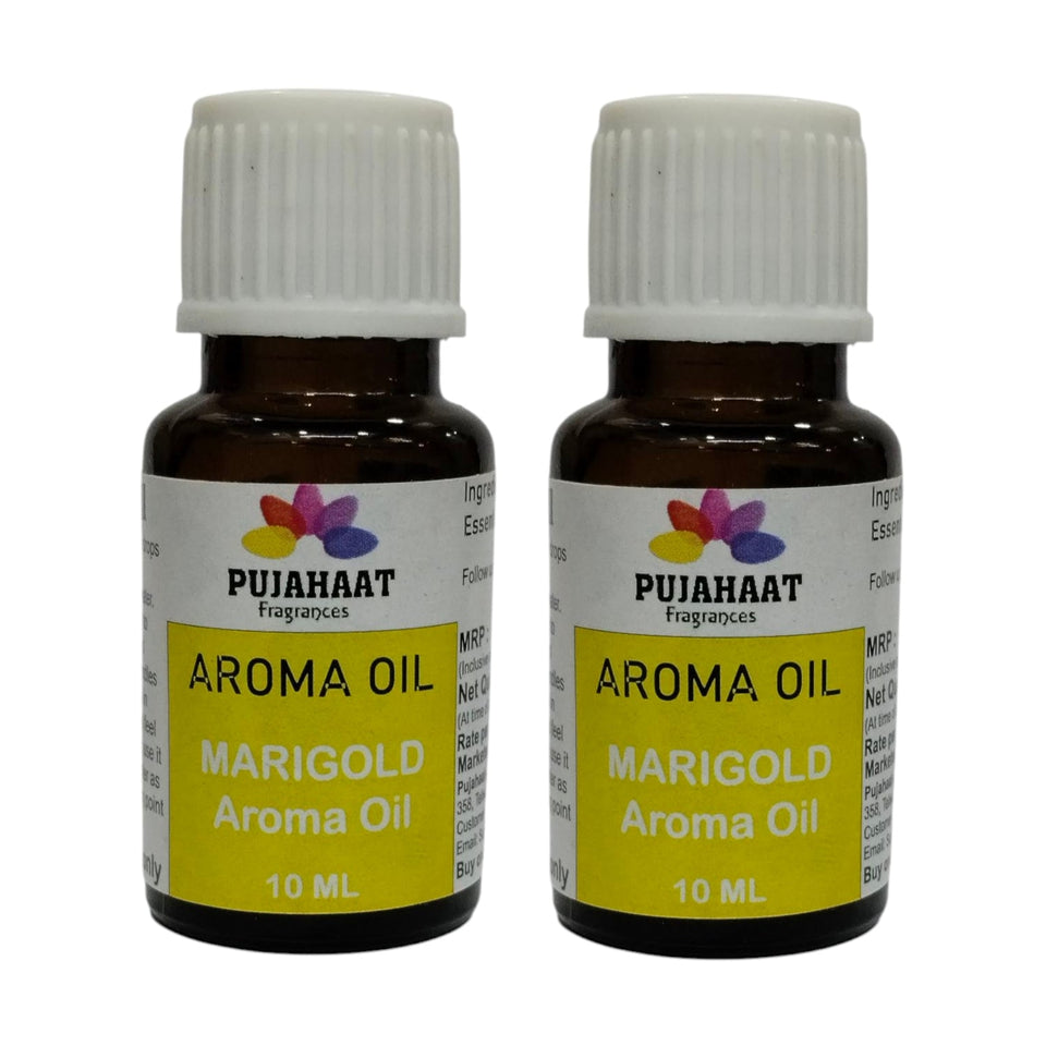Pujahaat Marigold (Genda) Aroma Oil for Aromatherapy oils, Oil for diffusers, Humidifier oils, Oil Burners, Spa and Air Purifier 10ml Each, Marigold - Set of 2 (2 x 10 ml)