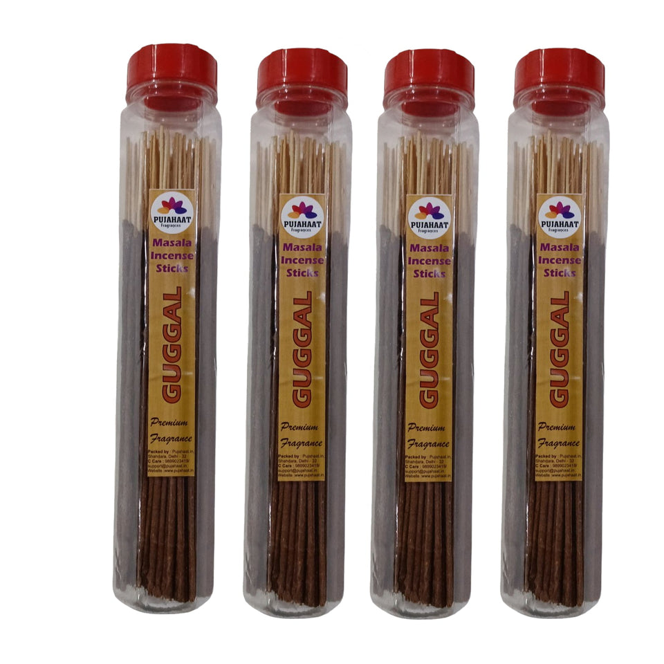 Pujahaat Premium Scented Incense Stick Masala Agarbatti | No Charcoal Incense Sticks, 100% Herbal Fragrance Agarbatti, 0% Sulphates - Guggal Fragrance