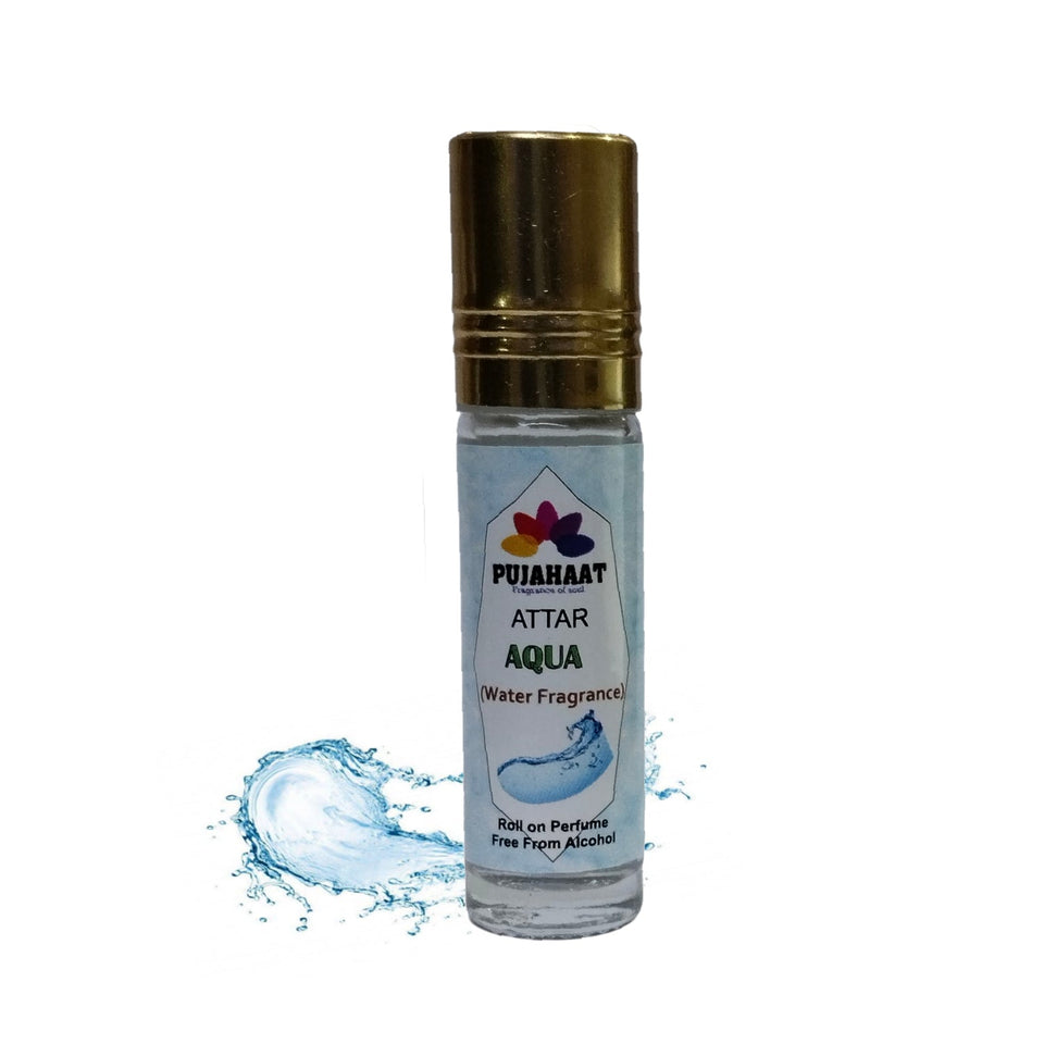 Pujahaat Premium Alcohol-Free Aqua Attar | Ittar 6 ml, Fresh Water Scent, Long-Lasting Travel Size Roll-On, Best Aqua Attar Fragrance Oil