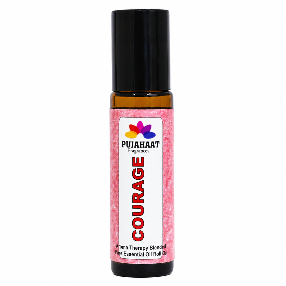 Pujahaat Courage Aromatherapy Roll-on | Blend of pure & natural Essential Oils | To assist Overcoming Fear | Crafted by Certified Aromatherapists 10ml/0.33 fl oz (Courage Roll-on, Pack of 1)