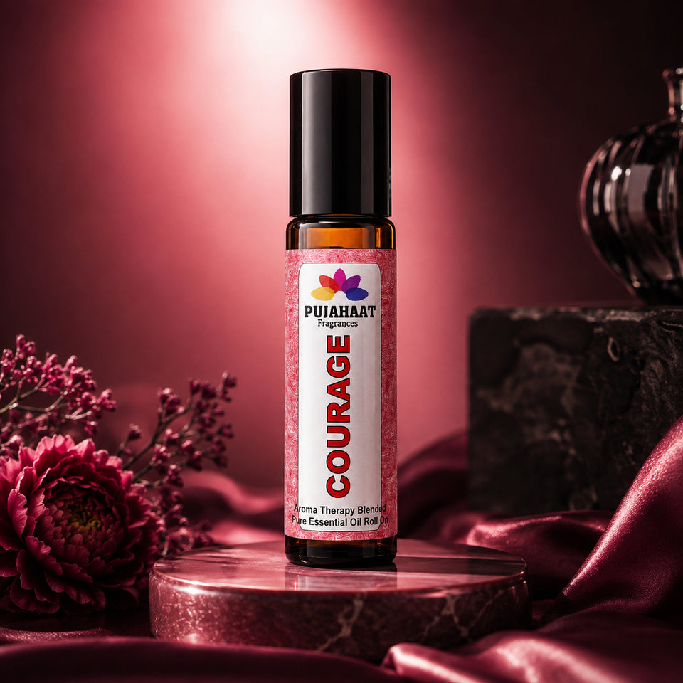 Pujahaat Courage Aromatherapy Roll-on | Blend of pure & natural Essential Oils | To assist Overcoming Fear | Crafted by Certified Aromatherapists 10ml/0.33 fl oz (Courage Roll-on, Pack of 1)