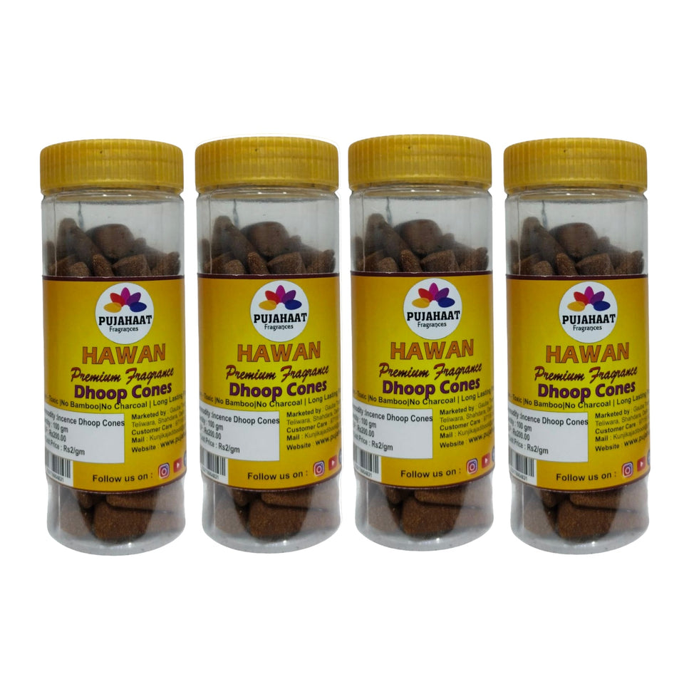 Pujahaat Premium Scented Incense Dhoop Cone | No Charcoal No Bamboo | for Pooja, Rituals & Special Occasions, Aromatherapy Hawan Samagri Fragrance