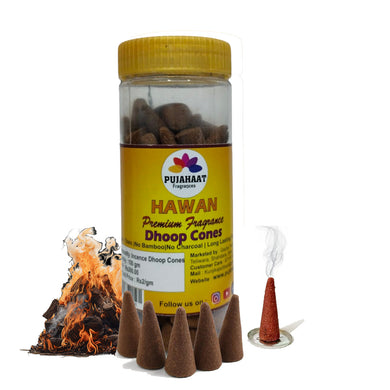 Pujahaat Premium Scented Incense Dhoop Cone | No Charcoal No Bamboo | for Pooja, Rituals & Special Occasions, Aromatherapy Hawan Samagri Fragrance