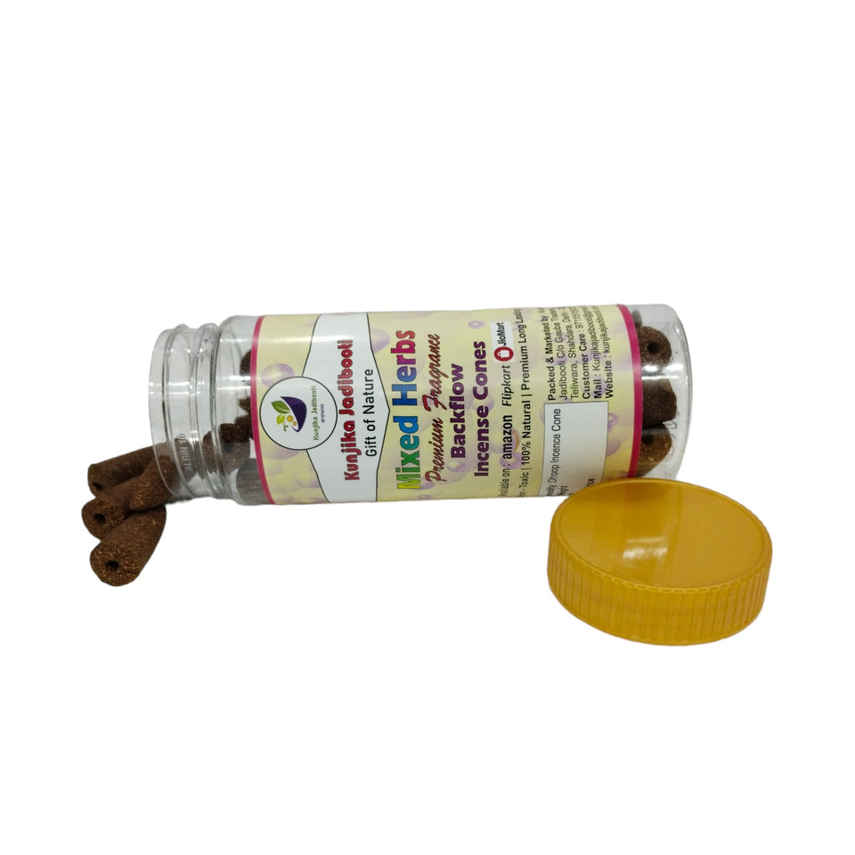 Kunjika Jadibooti Premium Scented Backflow Incense Dhoop /Cone | No Charcoal No Bamboo | for Pooja, Rituals & Special Occassions, Smoke Fountain, Mixed Herbs / Jadibooti's Fragrance - 100 Gms