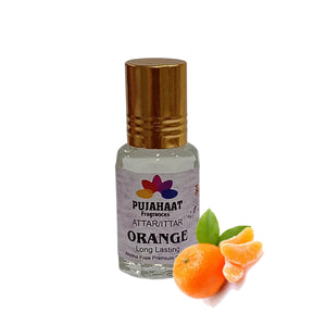 Pujahaat Premium Alcohol-Free Attar | Ittar 6ml, Long-Lasting Travel Size Roll-On, Best Citrus Attar Fragrance Oil -Orange