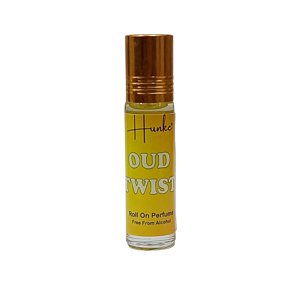 HUNKE Premium Perfume Roll on High Concentration | Attar Ittar Roll on| No Alcohol | Long Lasting Travel Size 8 ML Roll-On, High Projection Fragrance - OUD TWIST
