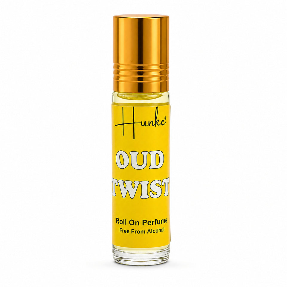 HUNKE Premium Perfume Roll on High Concentration | Attar Ittar Roll on| No Alcohol | Long Lasting Travel Size 8 ML Roll-On, High Projection Fragrance - OUD TWIST