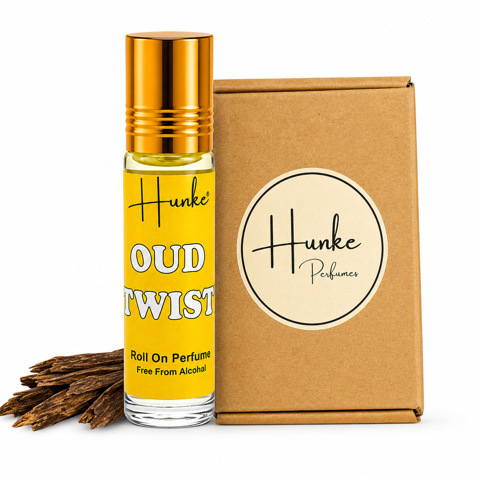 HUNKE Premium Perfume Roll on High Concentration | Attar Ittar Roll on| No Alcohol | Long Lasting Travel Size 8 ML Roll-On, High Projection Fragrance - OUD TWIST