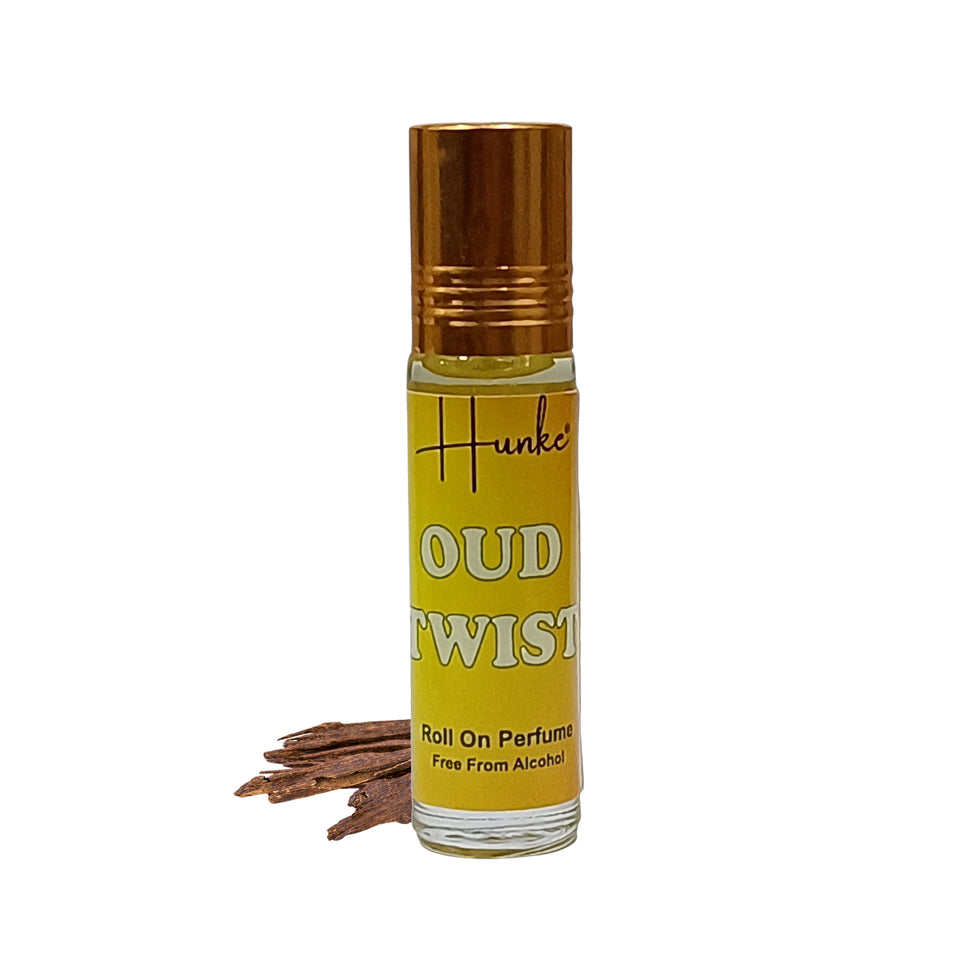 HUNKE Premium Perfume Roll on High Concentration | Attar Ittar Roll on| No Alcohol | Long Lasting Travel Size 8 ML Roll-On, High Projection Fragrance - OUD TWIST