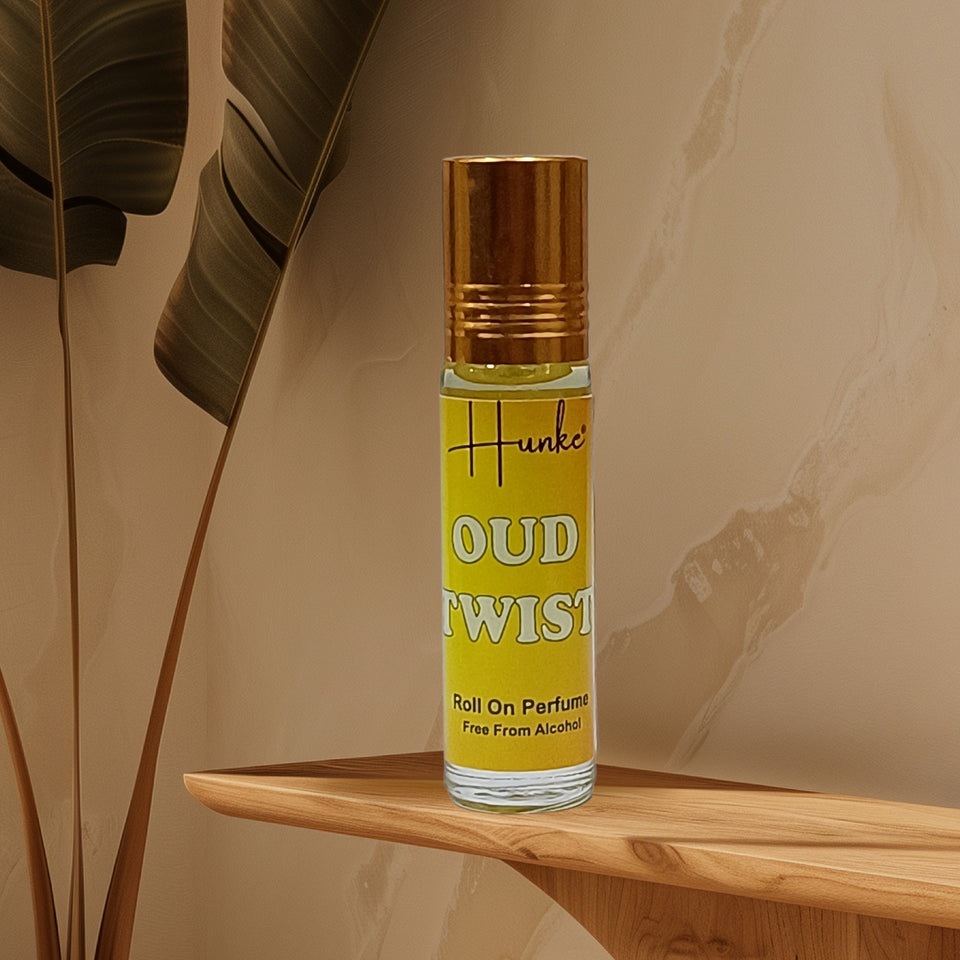 HUNKE Premium Perfume Roll on High Concentration | Attar Ittar Roll on| No Alcohol | Long Lasting Travel Size 8 ML Roll-On, High Projection Fragrance - OUD TWIST