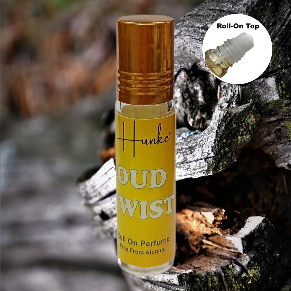 HUNKE Premium Perfume Roll on High Concentration | Attar Ittar Roll on| No Alcohol | Long Lasting Travel Size 8 ML Roll-On, High Projection Fragrance - OUD TWIST