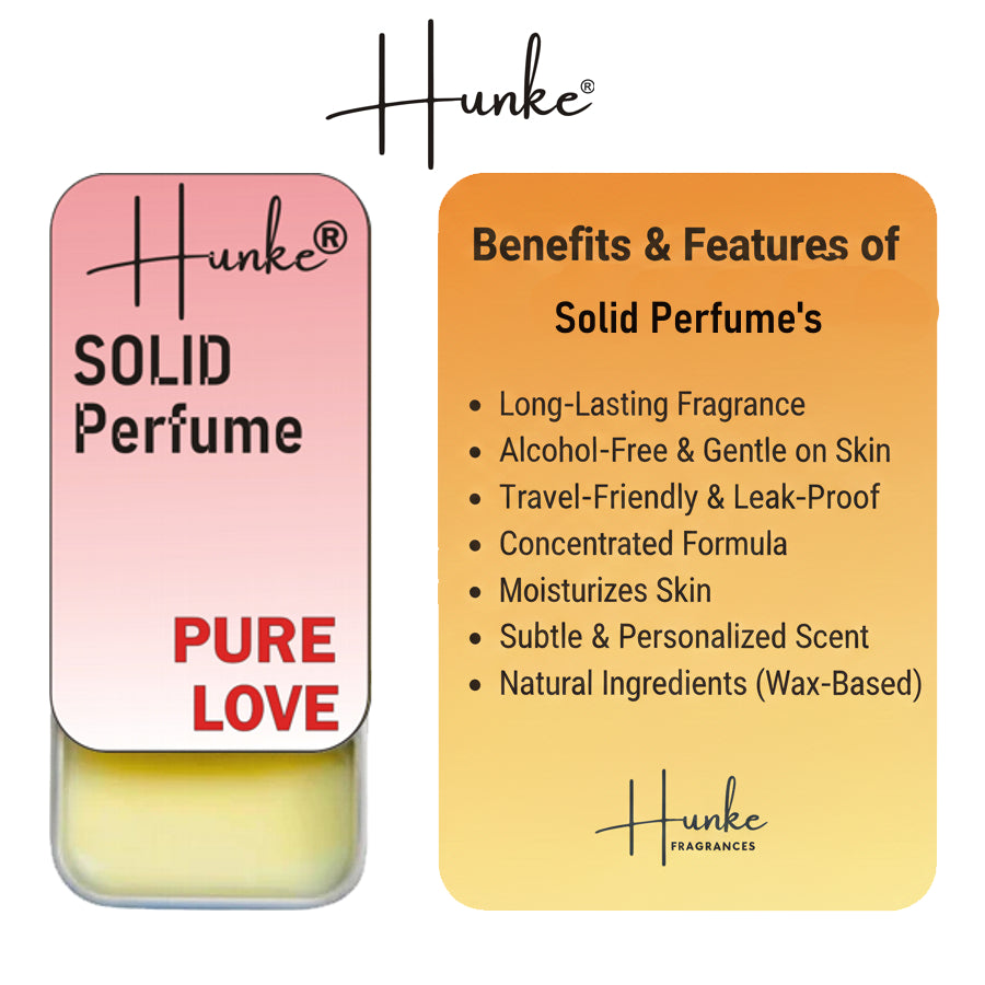 Hunke® Solid Perfume | Alcohol-Free Solid Perfume for Men & Women | Long Lasting Natural Wax Fragrance | Travel Friendly Pocket Perfume | Handmade Luxury - Pure Love