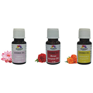 Pujahaat Lavender, Marigold (Genda), Orange, Rose, Lemon Aroma Oil for Aromatherapy oils, Oil for diffusers, Humidifier oils, Oil Burners, Spa and Air Purifier 10ml Each - Set of 5 (5 x 10 ml) AO6